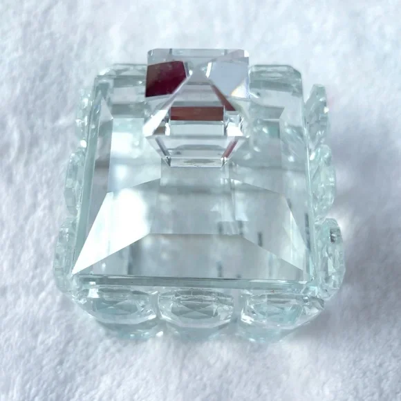 ✨SOLID CRYSTAL TRINKET BOX CRYSTAL VANITY HOLLYWOOD REGENCY DECOR✨